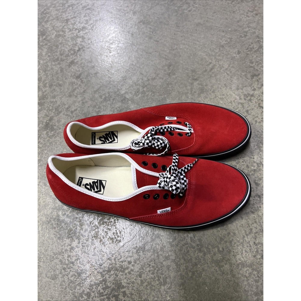Vans Classic Authentic Shoes Custom Red Black White Mens Size 14 Rare - Picture 2 of 6